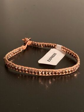 Express Rose Gold Braided Beaded Wrap Bracelet